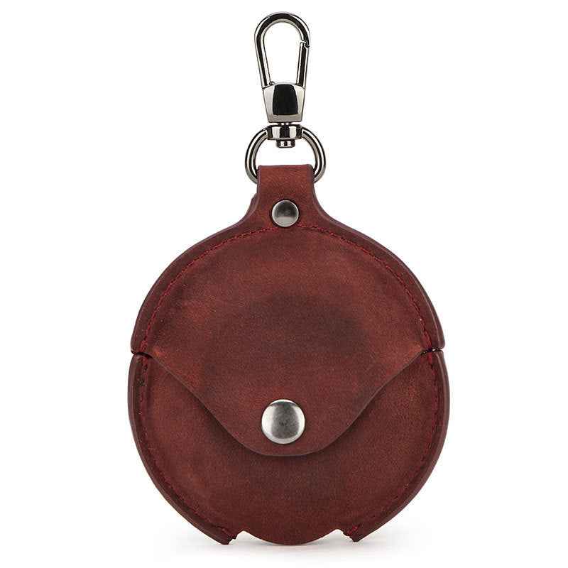Crazy Horse Leather Headphone Case - Genuine Leather Protection with Carabiner for Headphones - ArtOm_farm™ LEATHER