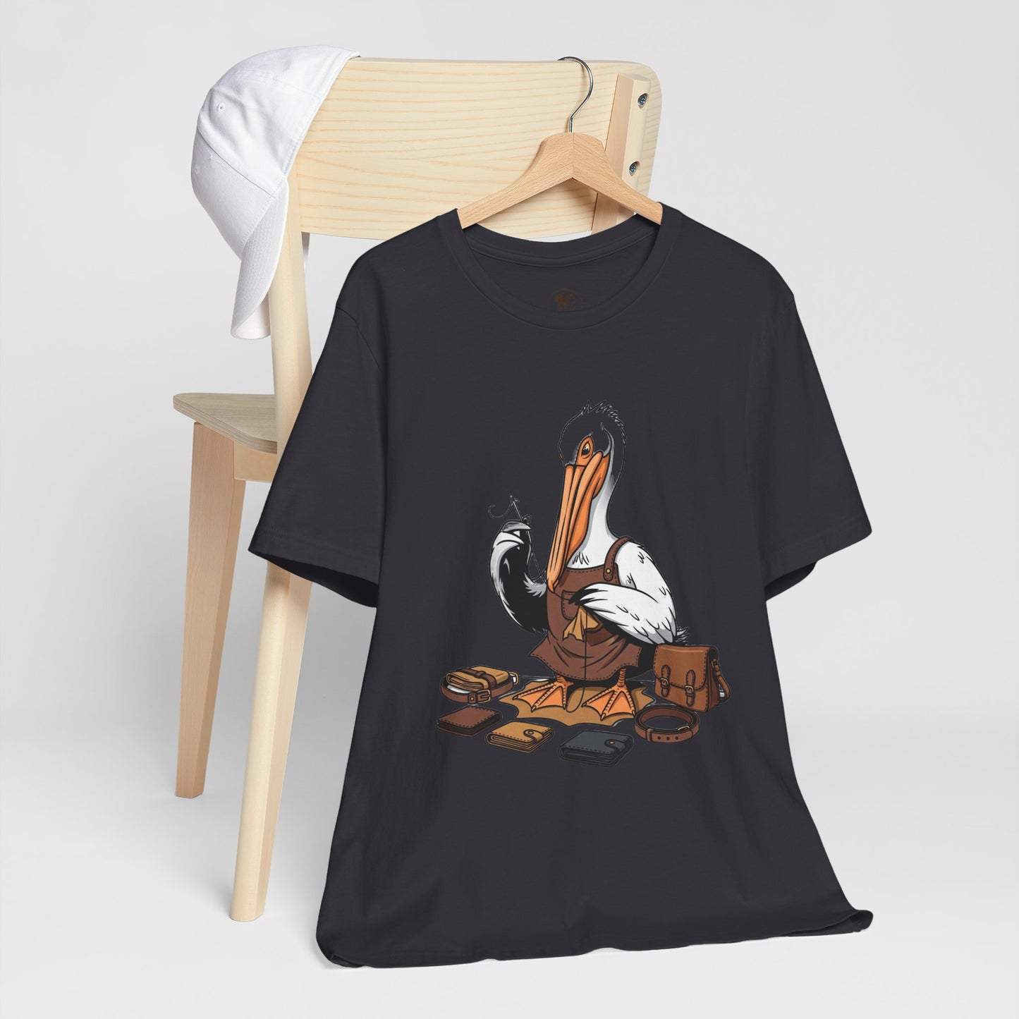 Whimsical Pelican Tee - Fun Beach T-Shirt for Casual Summer Style and Nature Lovers - ArtOm_farm™ LEATHER