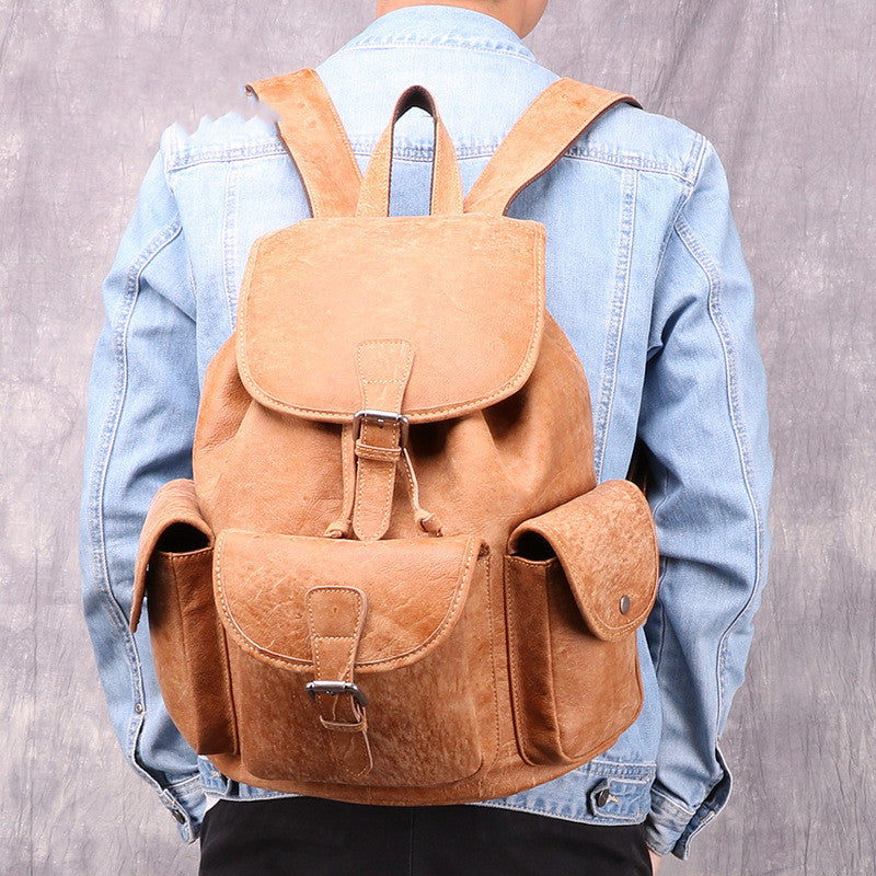 Vintage Leather Backpack - Stylish Casual Design for Everyday Use - ArtOm_farm™ LEATHER