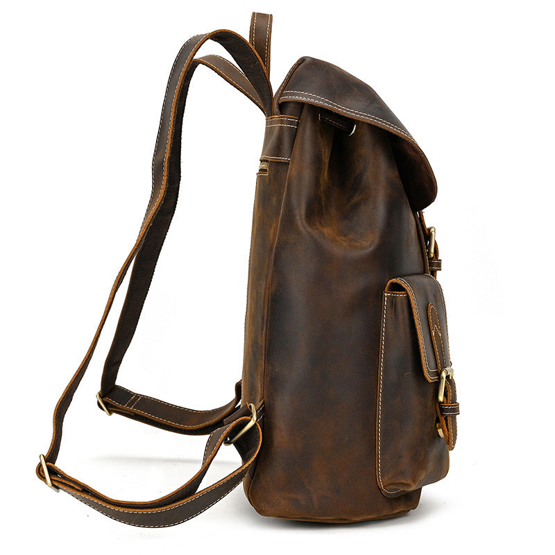 Casual Retro Leather Backpack for Adventurous Travel - ArtOm_farm™ LEATHER