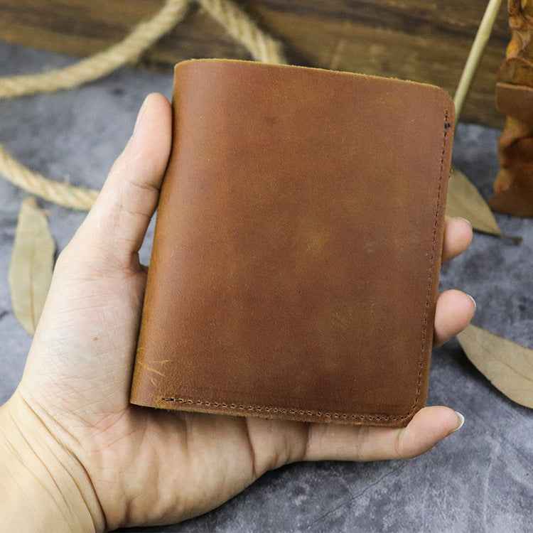 Multiple Card Slots Crazy Horse Leather Wallet - Top Layer Leather Design