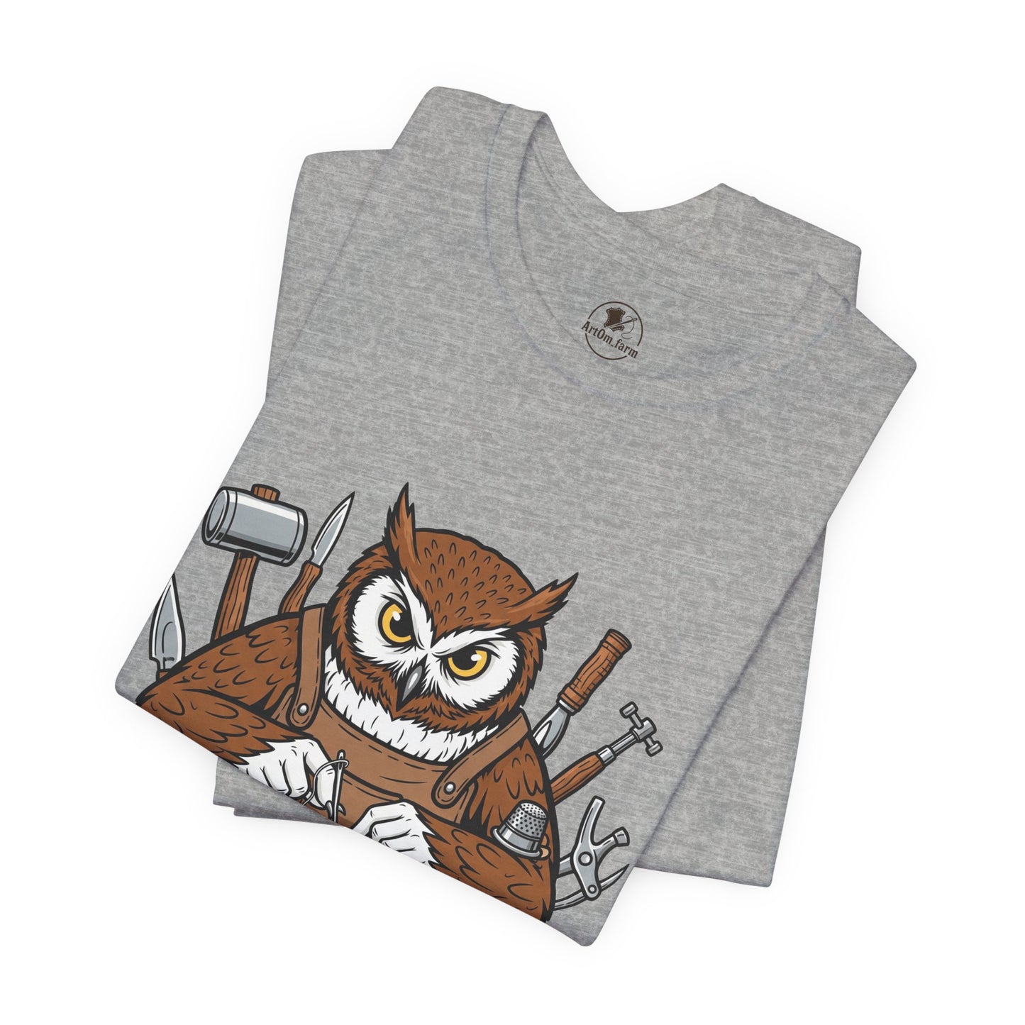 Owl Artisan Tee - Perfect Gift for Craft Lovers and Nature Enthusiasts, Handmade Casual Wear - ArtOm_farm™ LEATHER