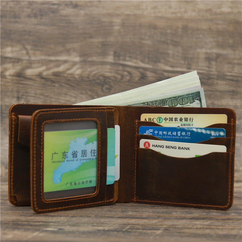 Men Crazy Horse Leather Wallet - Stylish Money and Card Bag for Modern Men - ArtOm_farm™ LEATHER
