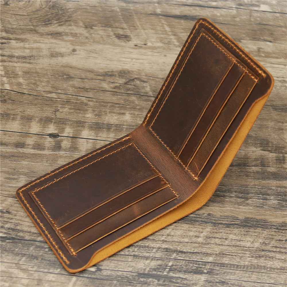 Men's Crazy Horse Leather Wallet Retro Style