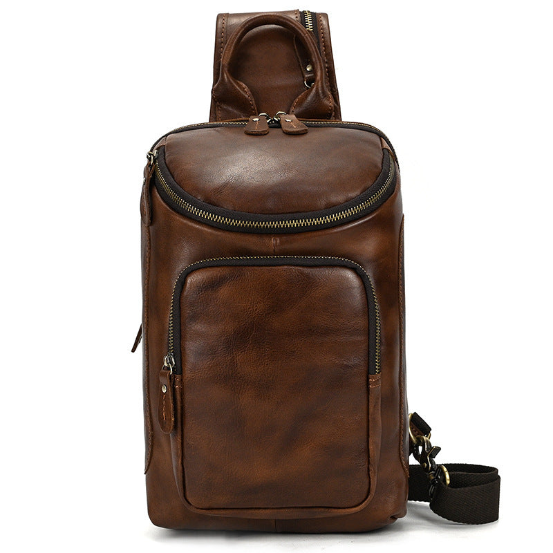 Men's Retro Shoulder Bag - Crazy Horse Skin Shoulder Bag - ArtOm_farm™ LEATHER