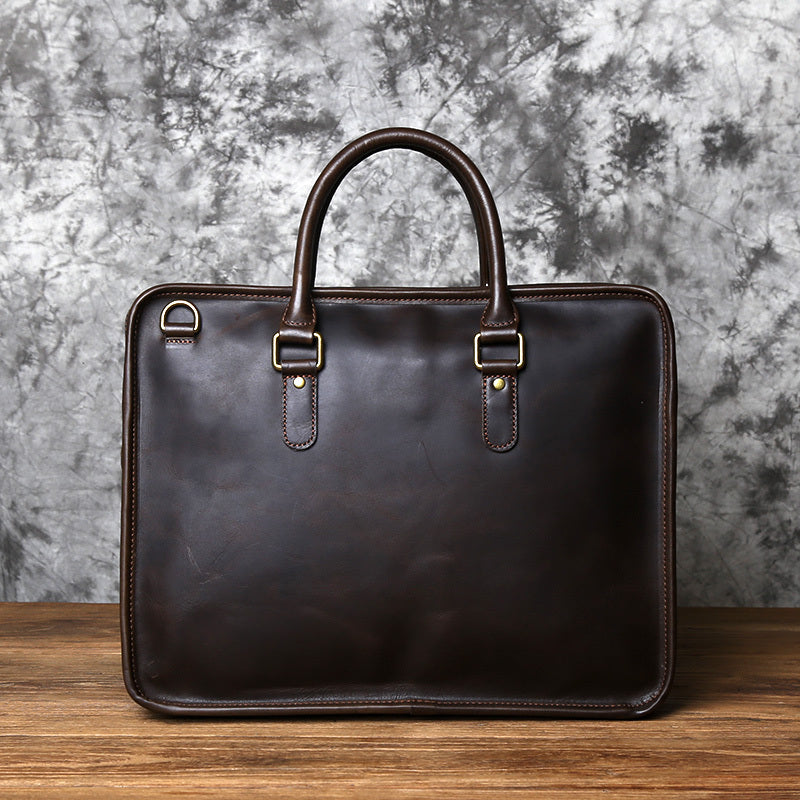 Vintage Leather Handbag - Casual Crazy Horse Leather Handmade Men's Handbag - ArtOm_farm™ LEATHER