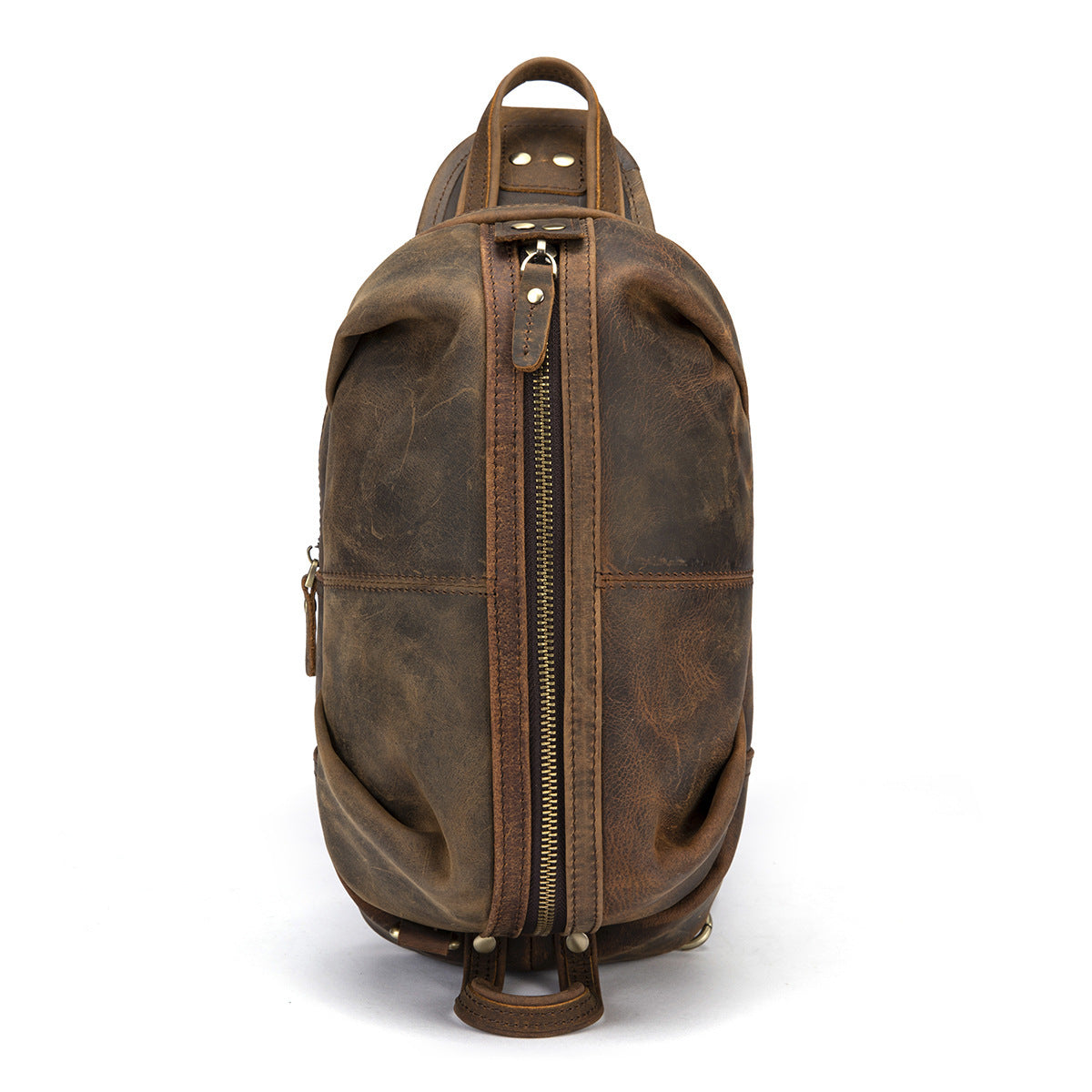 Crazy Horse Leather Messenger Bag - Vintage Men's Top Layer Messenger Bag - ArtOm_farm™ LEATHER