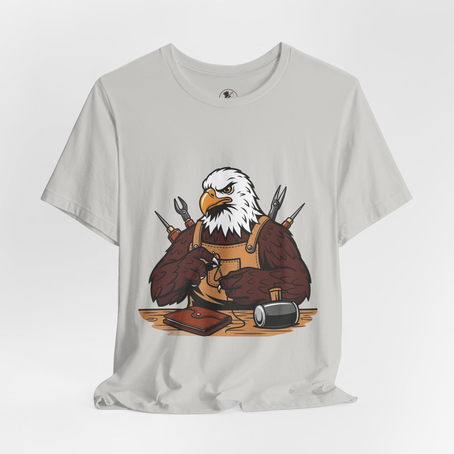 Crafty Eagle DIY Shirt - Unisex Tee for Crafters, Eagle Graphic Design, Gift for Men and Women - ArtOm_farm™ LEATHER