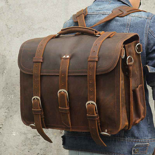 Crazy Horse Leather Tote Bag - Durable and Stylish Everyday Companion - ArtOm_farm™ LEATHER