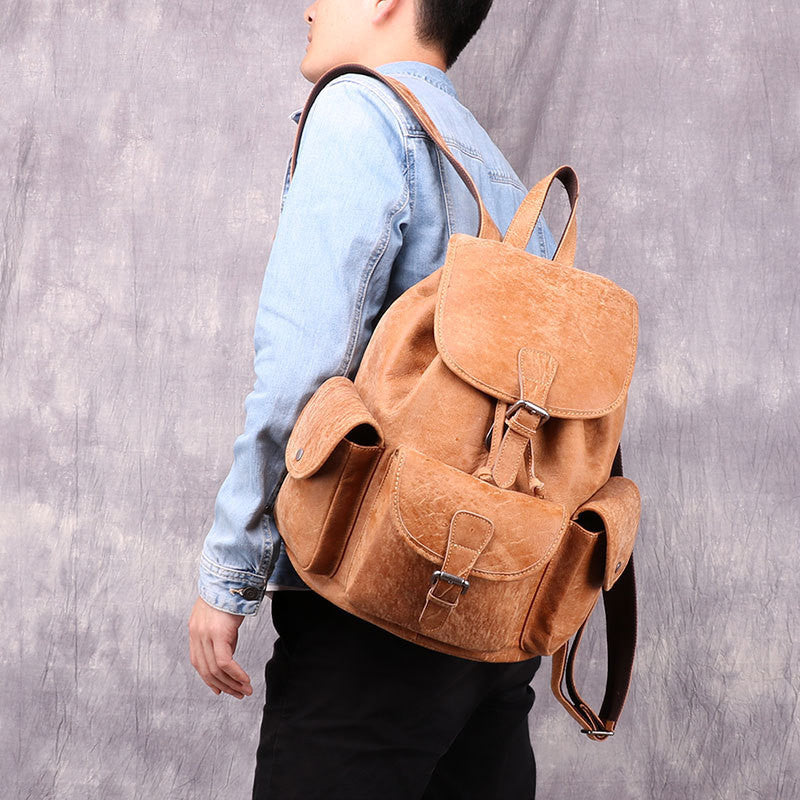 Vintage Leather Backpack - Stylish Casual Design for Everyday Use - ArtOm_farm™ LEATHER