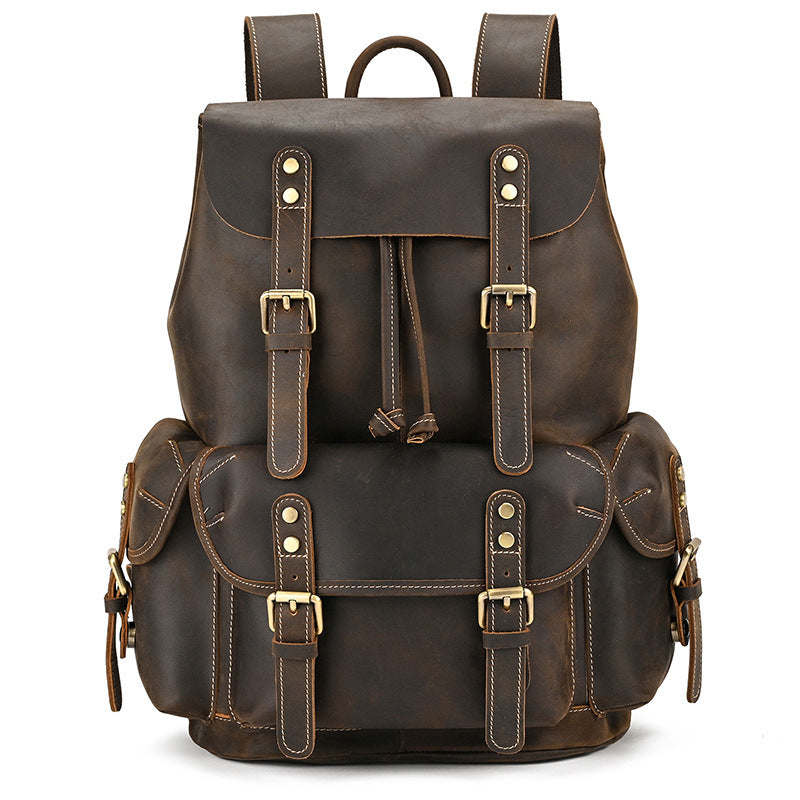 Large Capacity Leather Backpack for Travel and Outdoor Adventures - ArtOm_farm™ LEATHER