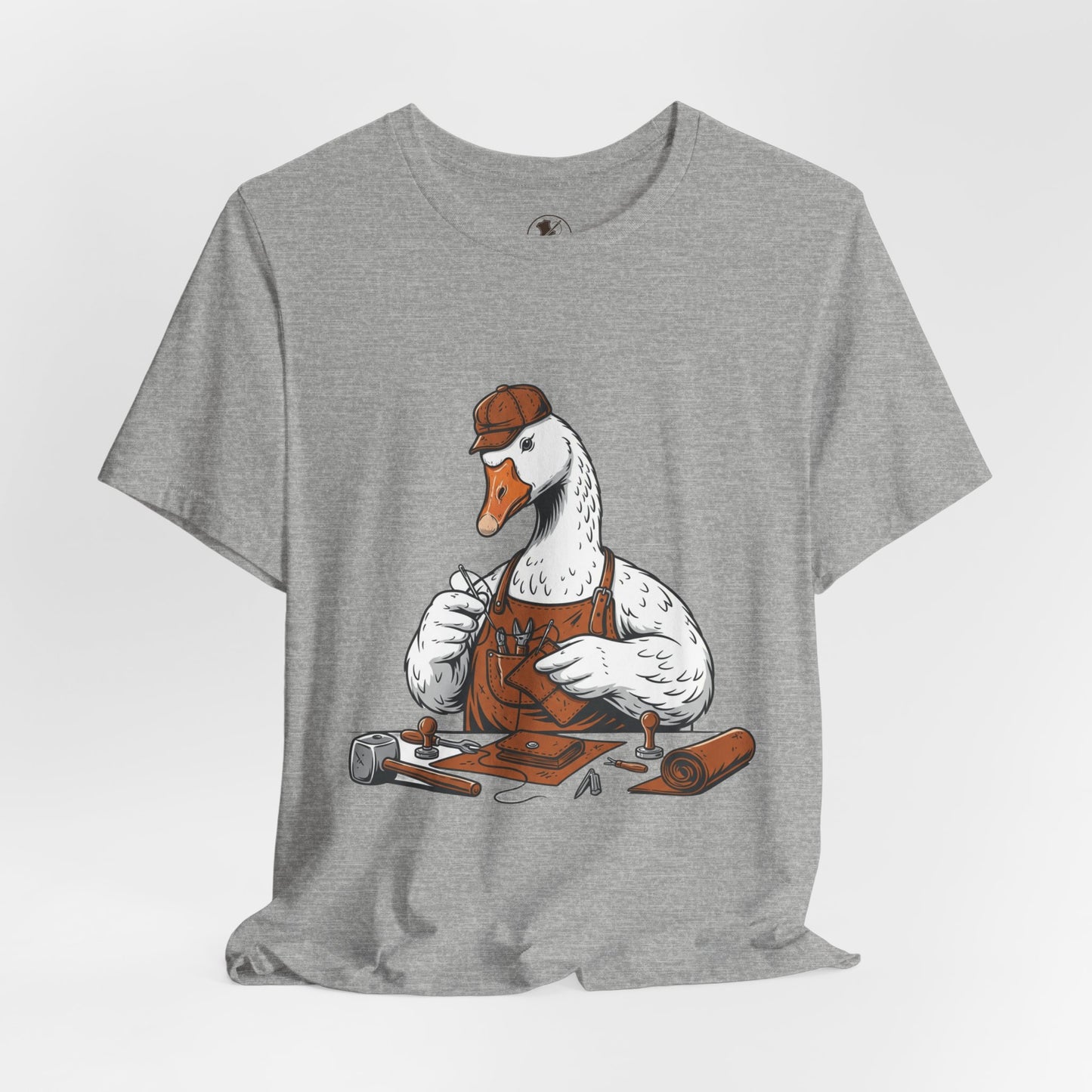Creative Duck Artisan Tee - Unisex Graphic T-Shirt, Unique Gift for Crafters, Fun Animal Shirt, Artisan Duck Tee - ArtOm_farm™ LEATHER