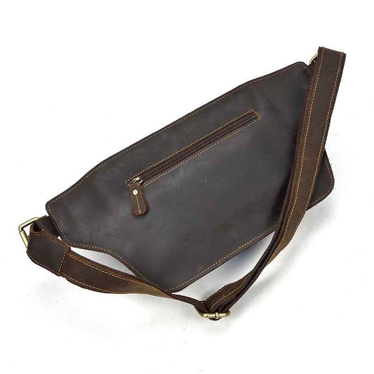 Men's Retro Leather Waist Bag in Crazy Horse Leather