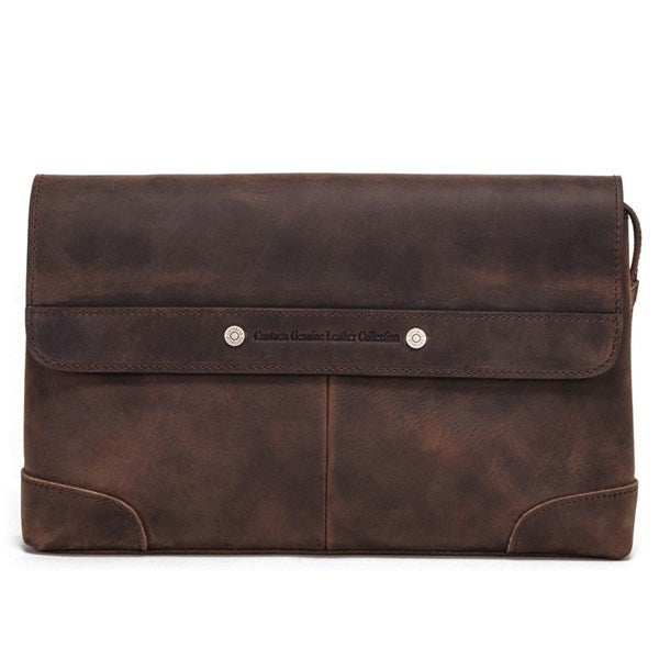 Retro Leather Men's Clutch - Multifunctional Crazy Horse Leather Design - ArtOm_farm™ LEATHER
