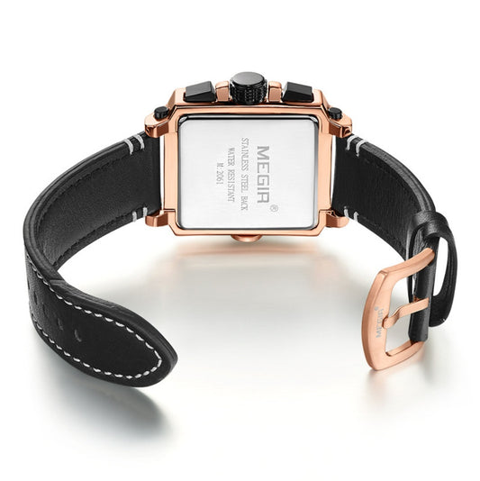 Vintage Leather Men's Watch - Timeless Square Design - ArtOm_farm™ LEATHER