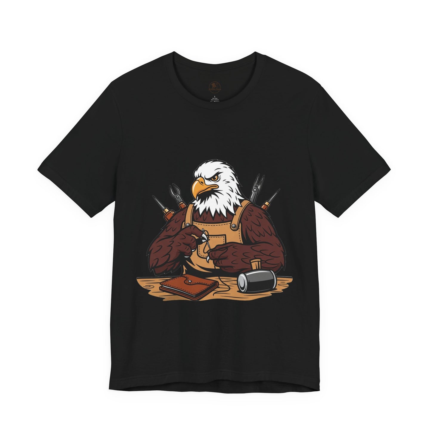 Crafty Eagle DIY Shirt - Unisex Tee for Crafters, Eagle Graphic Design, Gift for Men and Women - ArtOm_farm™ LEATHER