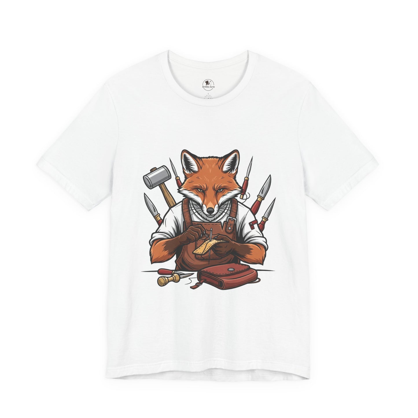 Crafty Fox T-Shirt - Funny Artisan Tee for Crafters, Perfect Gift for Art Lovers, Unique Handmade Vibes - ArtOm_farm™ LEATHER