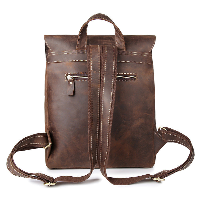 Men's Retro Leather Backpack - Casual Crazy Horse Leather Bag for Computer and Daily Use - ArtOm_farm™ LEATHER