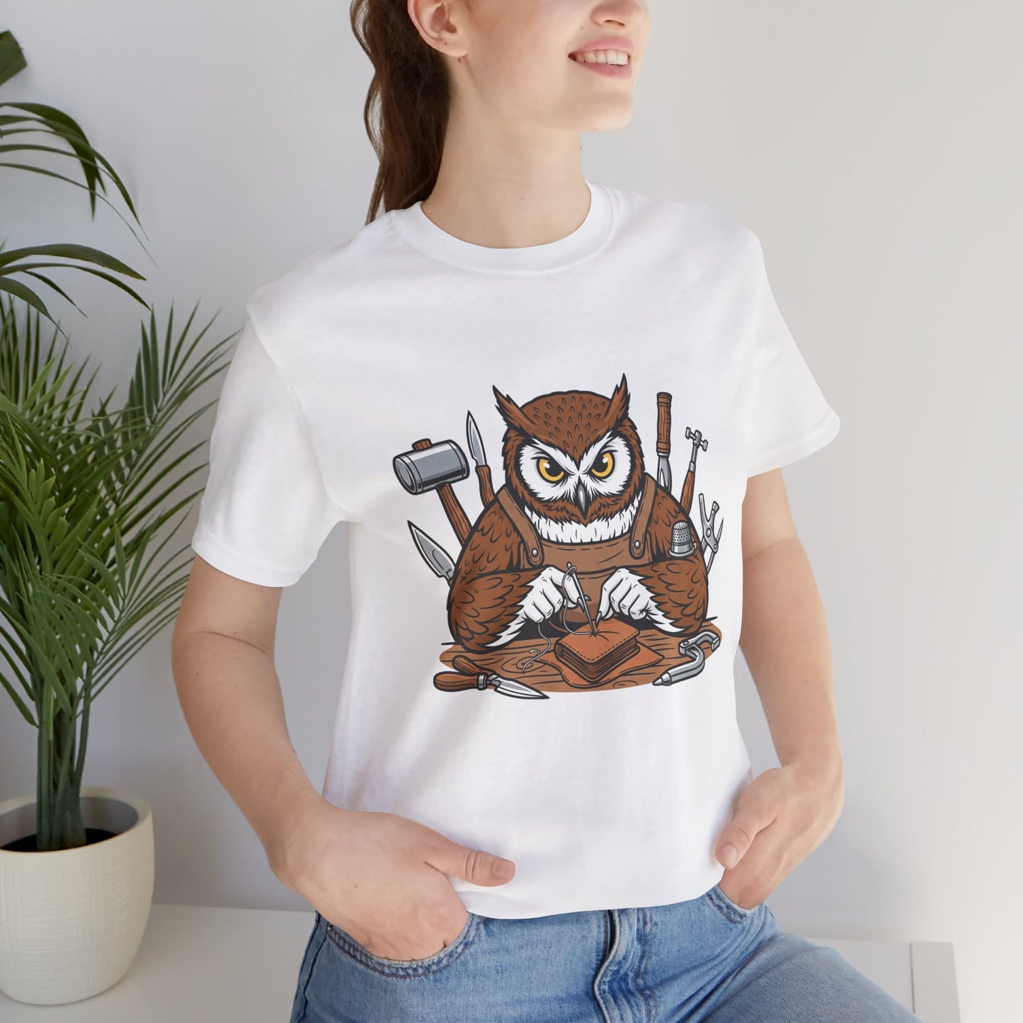 Owl Artisan Tee - Perfect Gift for Craft Lovers and Nature Enthusiasts, Handmade Casual Wear - ArtOm_farm™ LEATHER
