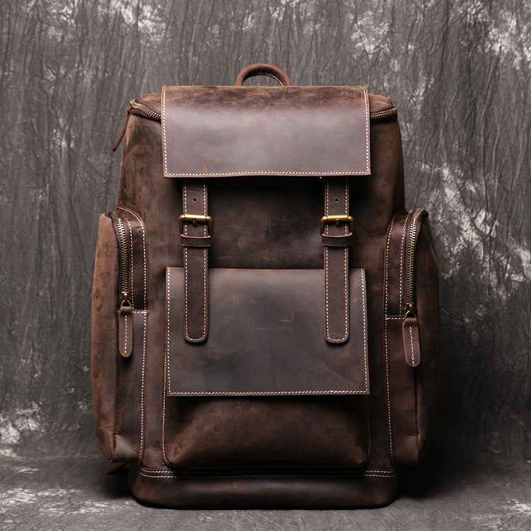 Men's Leather Backpack - Crazy Horse Genuine Leather Design - ArtOm_farm™ LEATHER