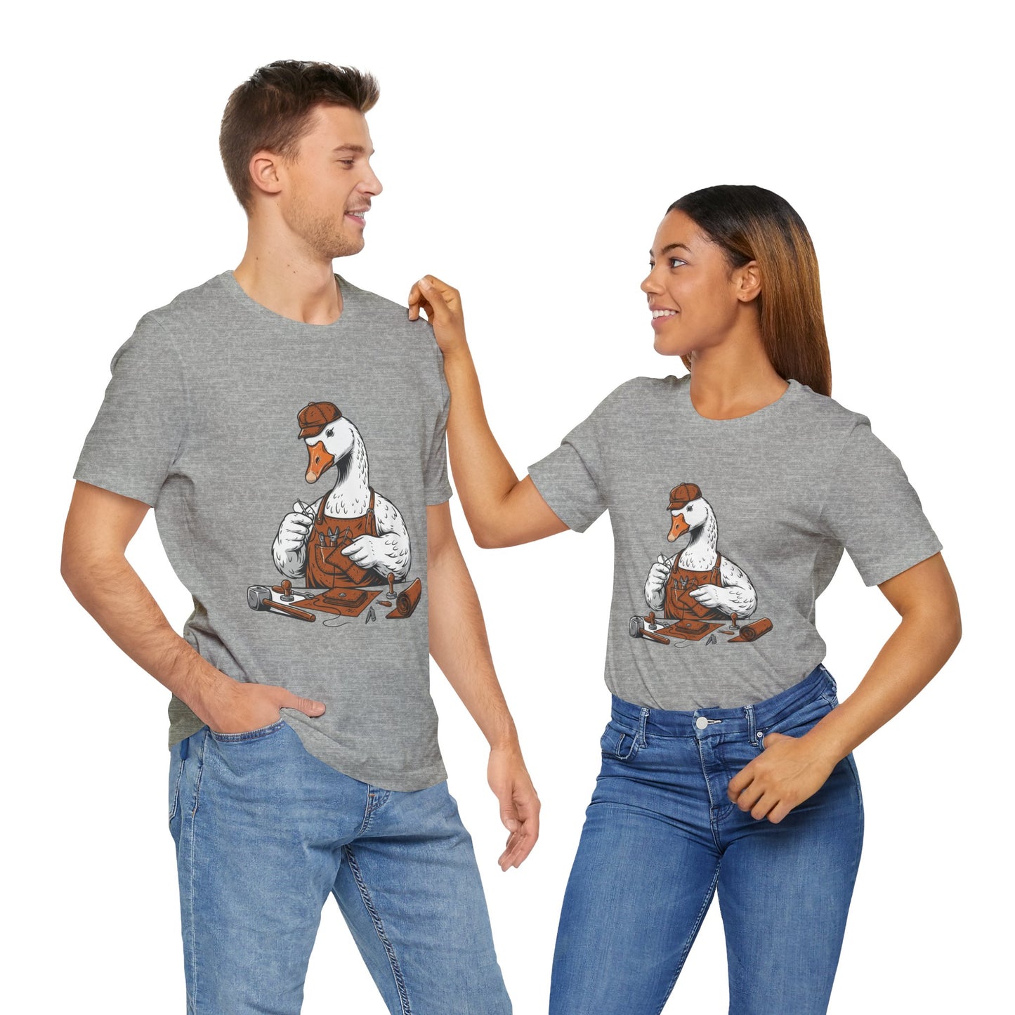 Creative Duck Artisan Tee - Unisex Graphic T-Shirt, Unique Gift for Crafters, Fun Animal Shirt, Artisan Duck Tee - ArtOm_farm™ LEATHER