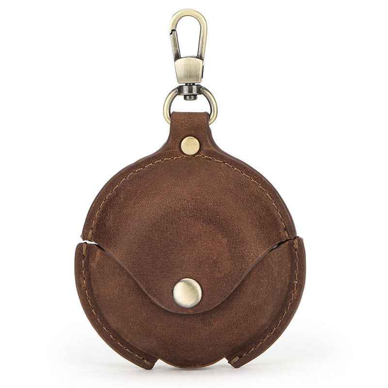 Crazy Horse Leather Headphone Case - Genuine Leather Protection with Carabiner for Headphones - ArtOm_farm™ LEATHER