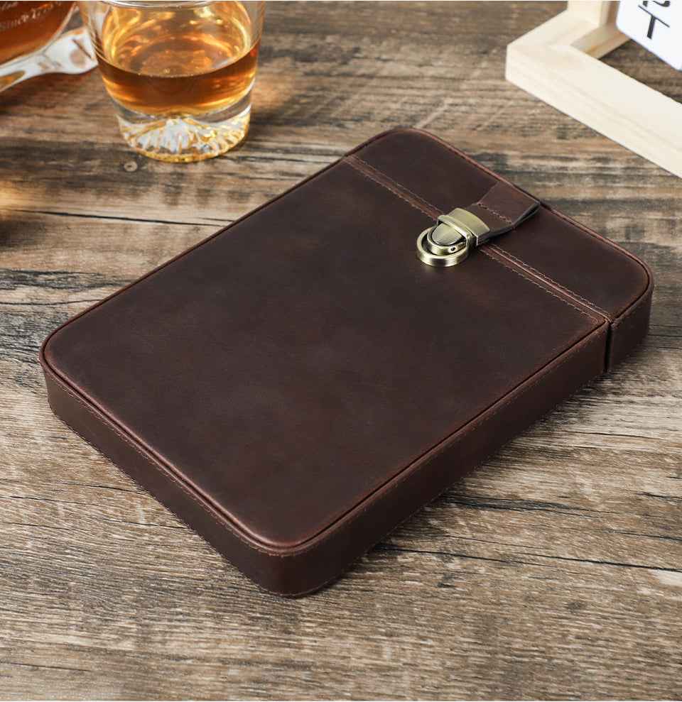 Retro Leather Cigar Humidor - Handmade Crazy Horse Leather for 6 Cigars