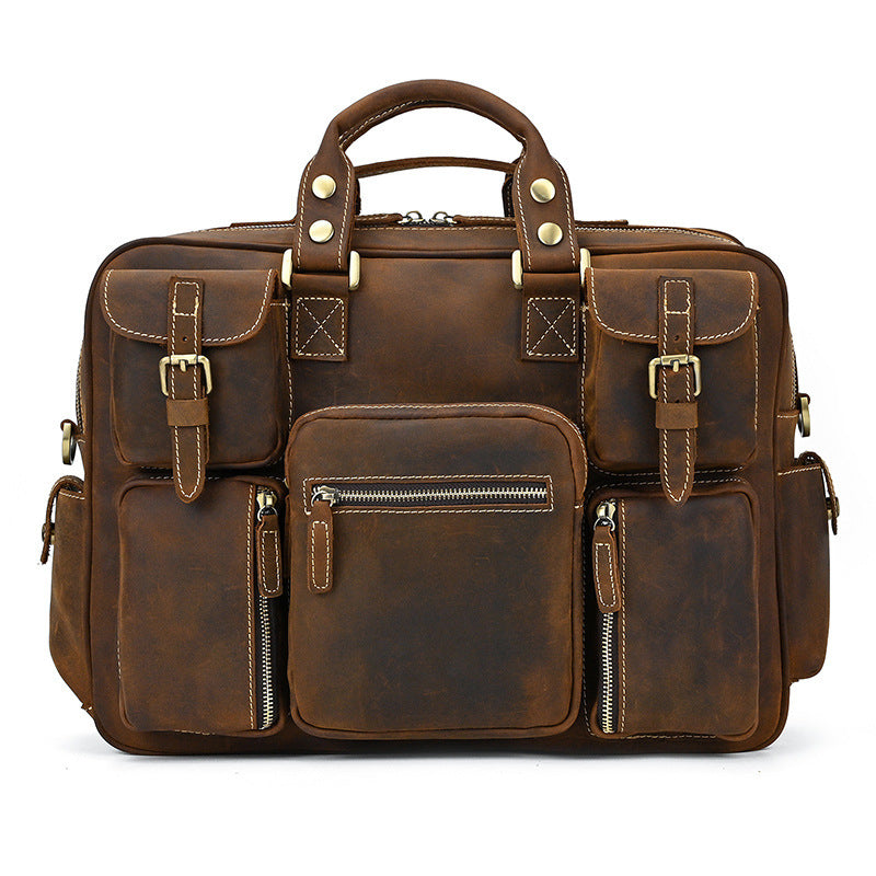 Horse Leather Men's Shoulder Bag - Stylish Leather Laptop Briefcase for Everyday Use - ArtOm_farm™ LEATHER