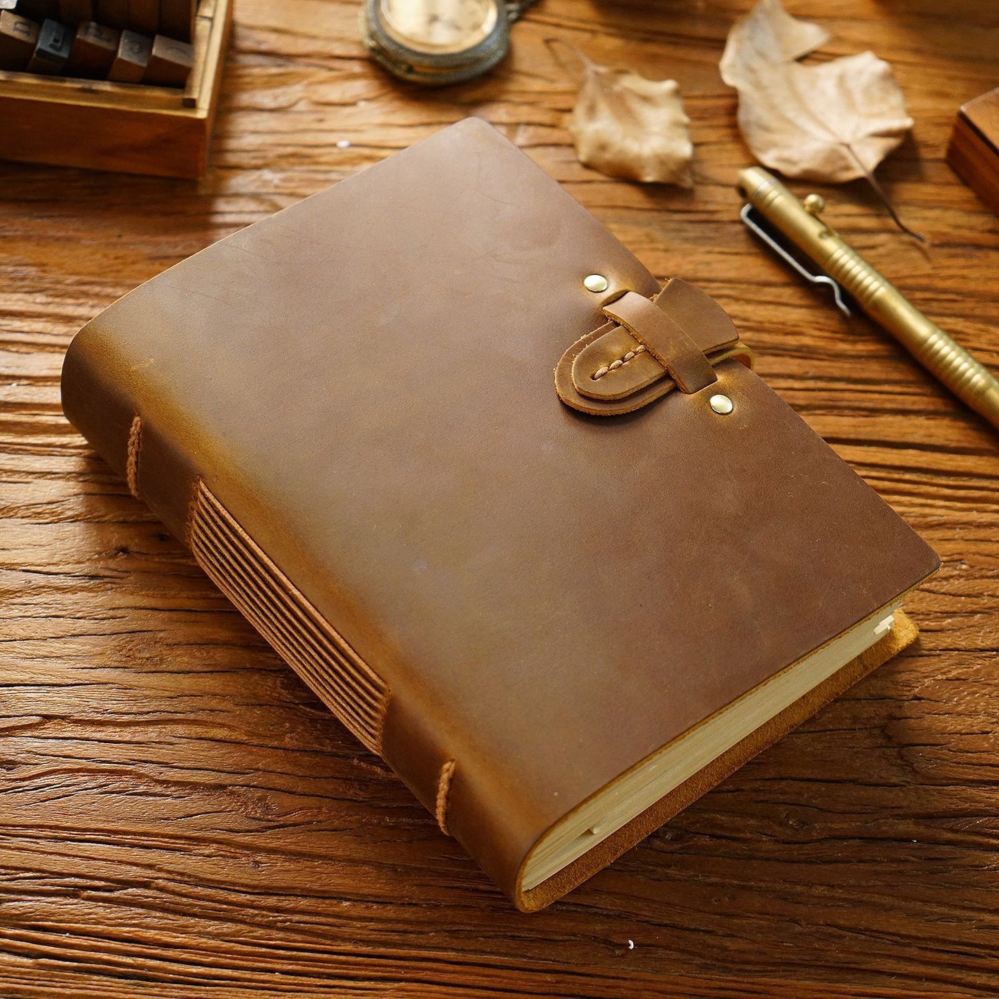 Stylish Personalized Leather Notepad - Vintage Design for Unique Touch - ArtOm_farm™ LEATHER