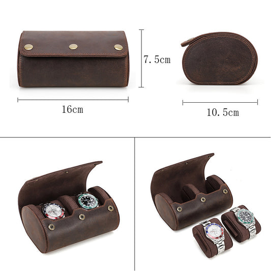Retro Leather Watch Storage Box for Couples - Portable Outdoor Travel Case - ArtOm_farm™ LEATHER