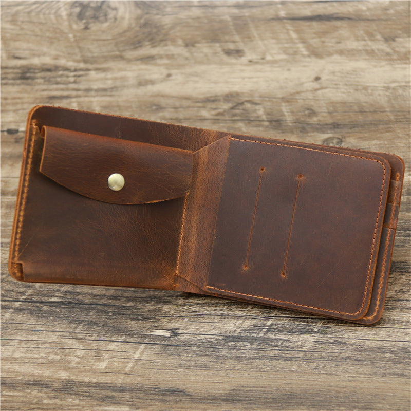 Men Crazy Horse Leather Wallet - Stylish Money and Card Bag for Modern Men - ArtOm_farm™ LEATHER