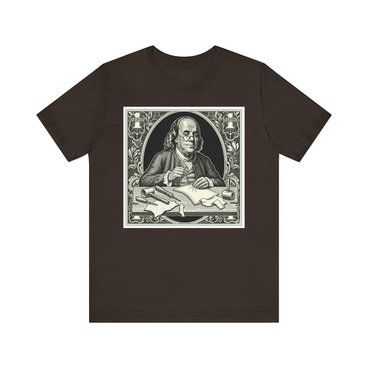 Benjamin Franklin Vintage Tee for History Lovers - Unisex Short Sleeve Shirt, Unique Teacher Gift - ArtOm_farm™ LEATHER