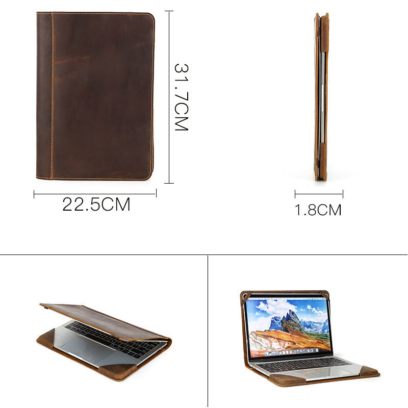 Crazy Horse Leather Laptop Case for 13.6-inch Devices - ArtOm_farm™ LEATHER