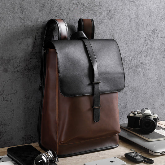 Men's Retro Leather Backpack - Large Capacity Crazy Horse PU Leather Design - ArtOm_farm™ LEATHER