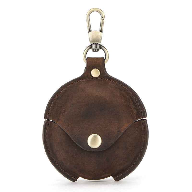 Crazy Horse Leather Headphone Case - Genuine Leather Protection with Carabiner for Headphones - ArtOm_farm™ LEATHER
