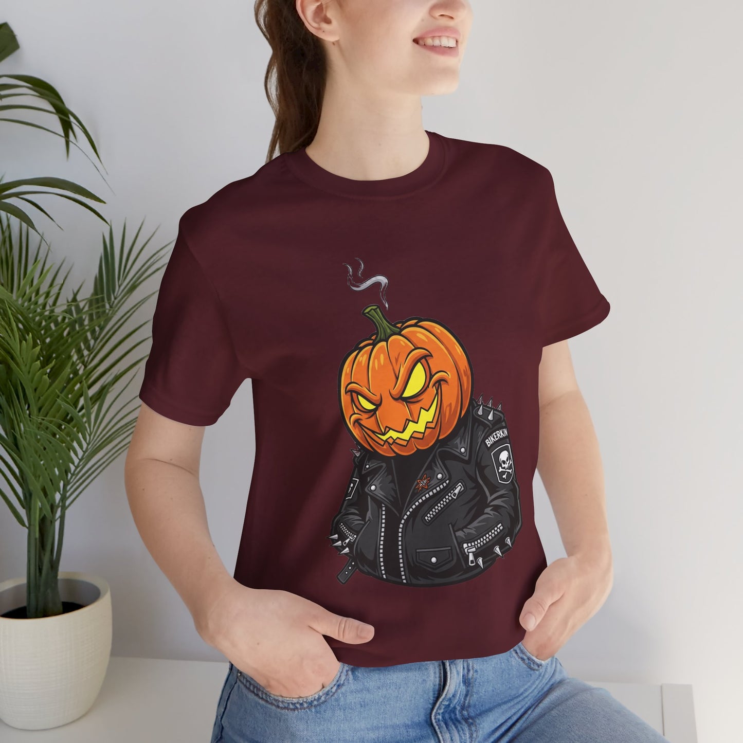 Pumpkin Punk T-Shirt - Edgy Halloween Graphic Tee for Unisex Style at Autumn Parties