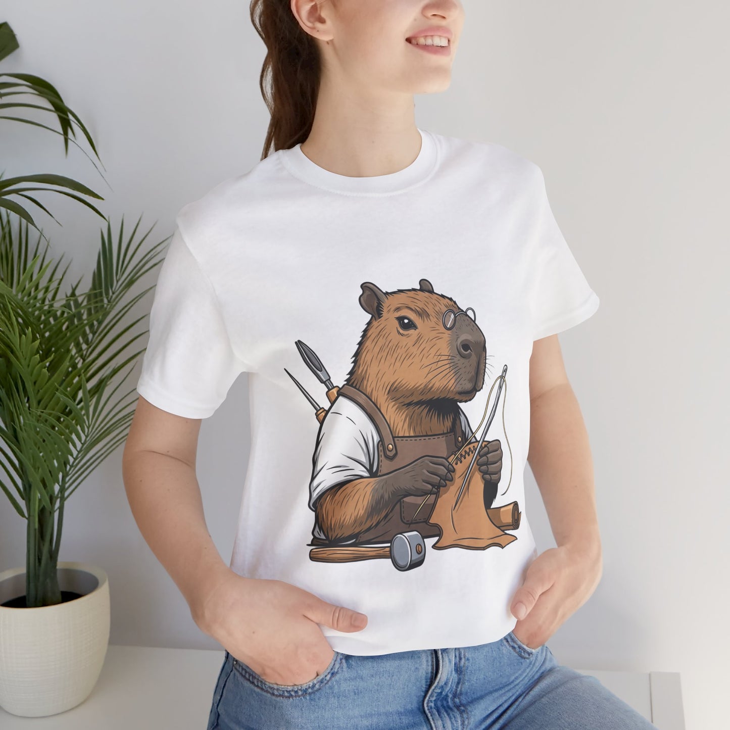 Crafty Beaver T-Shirt - Cute Animal Graphic Tee for Nature Lovers, Eco-Friendly Casual Wear - ArtOm_farm™ LEATHER