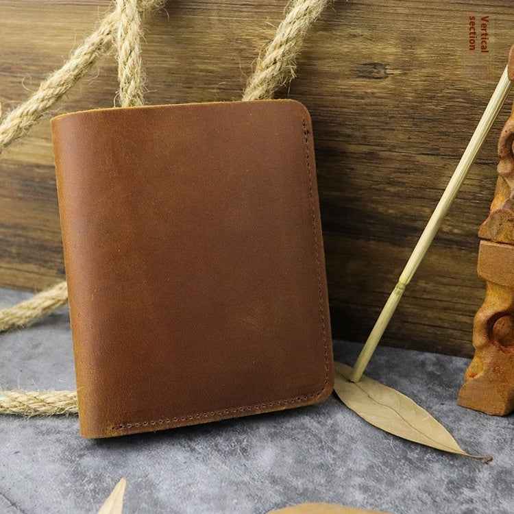 Multiple Card Slots Crazy Horse Leather Wallet - Top Layer Leather Design
