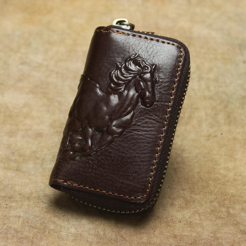 Zodiac Horse Key Case - Stylish and Unique Accessory for Astrology Lovers - ArtOm_farm™ LEATHER