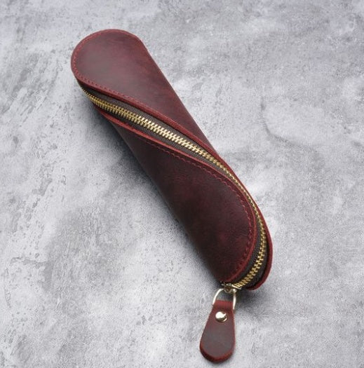 Vintage Leather Pencil Case - Timeless Style Meets Functionality - ArtOm_farm™ LEATHER