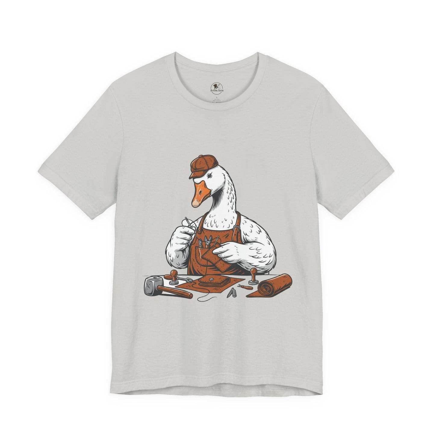 Creative Duck Artisan Tee - Unisex Graphic T-Shirt, Unique Gift for Crafters, Fun Animal Shirt, Artisan Duck Tee - ArtOm_farm™ LEATHER