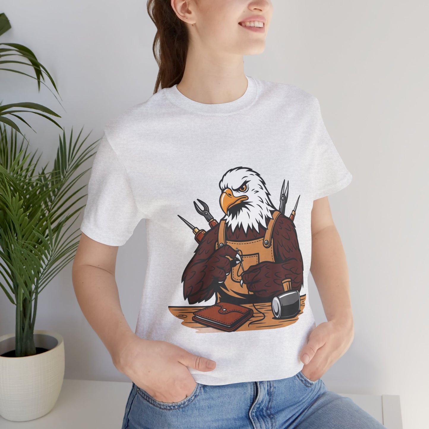 Crafty Eagle DIY Shirt - Unisex Tee for Crafters, Eagle Graphic Design, Gift for Men and Women - ArtOm_farm™ LEATHER