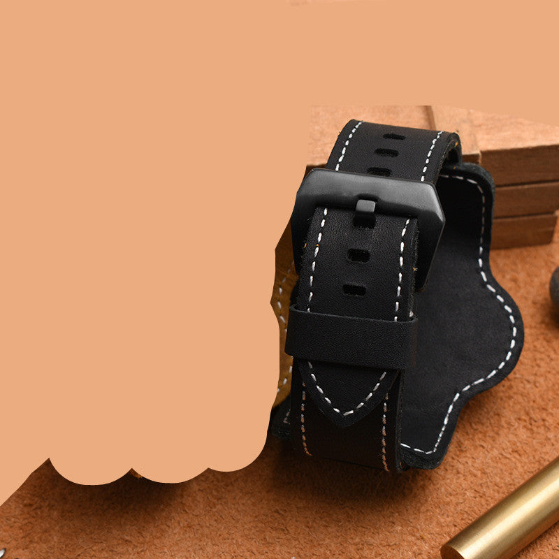 Rugged Leather Watch Strap - Large Bracelet with Tray 22 24 26mm Crazy Horse Leather - ArtOm_farm™ LEATHER