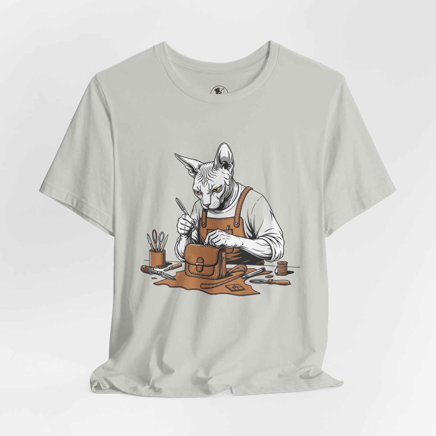 Creative Cat Shirt Unisex Tee, Cute Animal Shirt, Funny Gift for Pet Lovers, Perfect for Art Enthusiasts, Birthday, Casual Wear - ArtOm_farm™ LEATHER