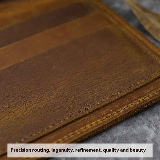 Multiple Card Slots Crazy Horse Leather Wallet - Top Layer Leather Design