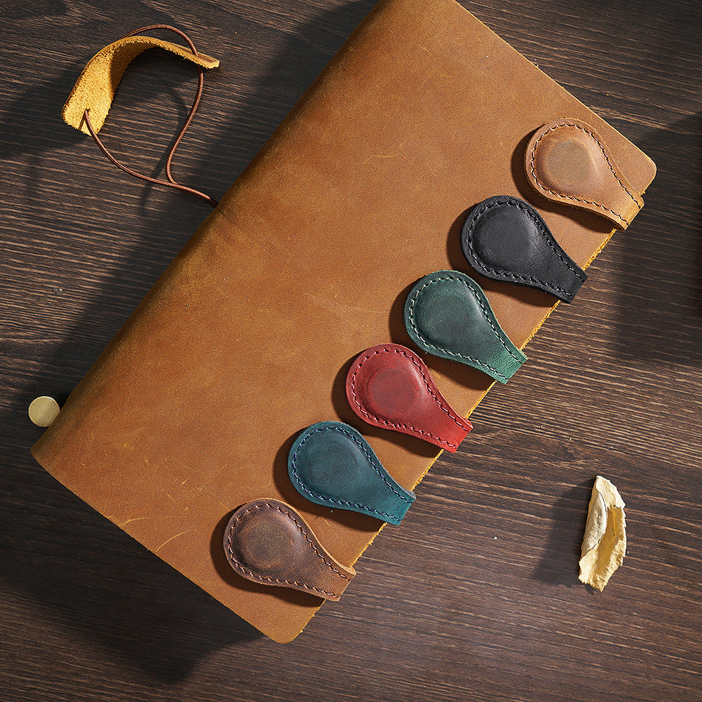Crazy Horse Leather Bookmark - Double Sided Magnetic Clip Holder - ArtOm_farm™ LEATHER