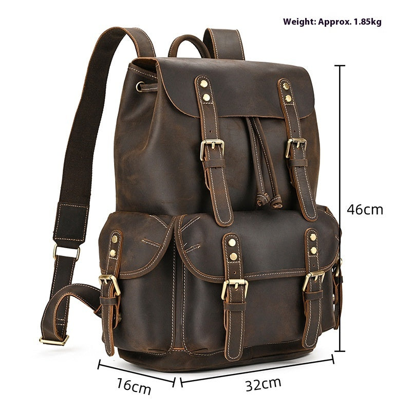 Large Capacity Leather Backpack for Travel and Outdoor Adventures - ArtOm_farm™ LEATHER