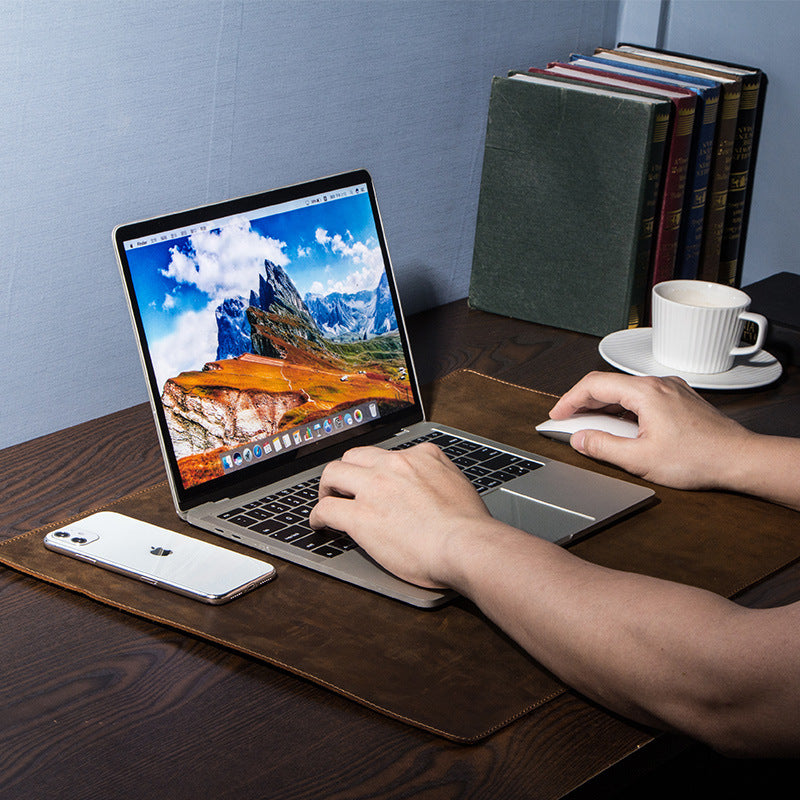 Crazy Horse Leather Laptop Desk Pad - Retro Style for Ultimate Workspace Organization - ArtOm_farm™ LEATHER