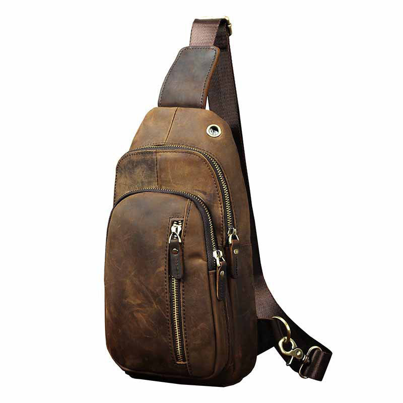 Crazy Horse Leather Bag - Vintage Cowhide Men's Messenger Bag - ArtOm_farm™ LEATHER