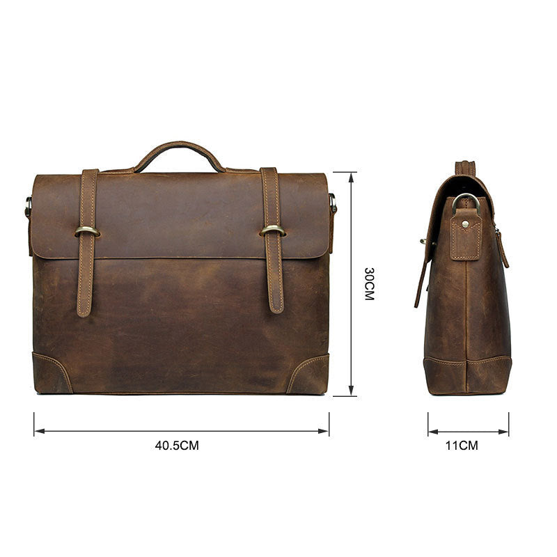 Crazy Horse Leather Large-Capacity Laptop Bag for Professionals - ArtOm_farm™ LEATHER